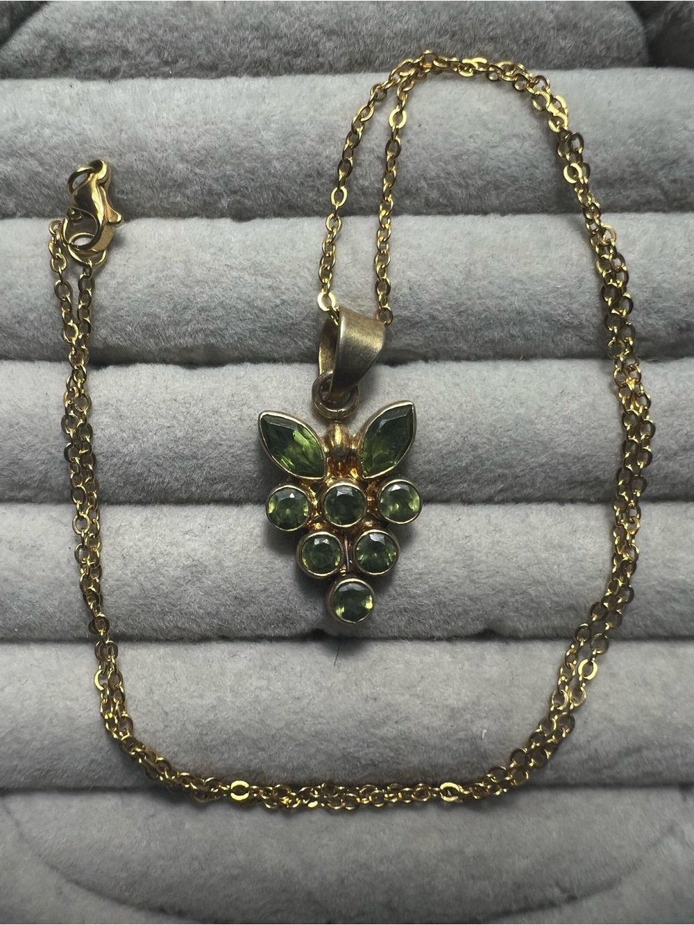 Gold-Tone Peridot Grape Pendant Necklace - Women Jewelry